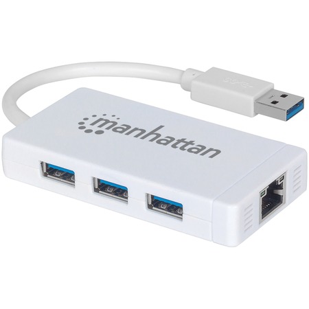 MANHATTAN USB 3.0 3-Port Hub with Gigabit Ethernet Adapter 507578